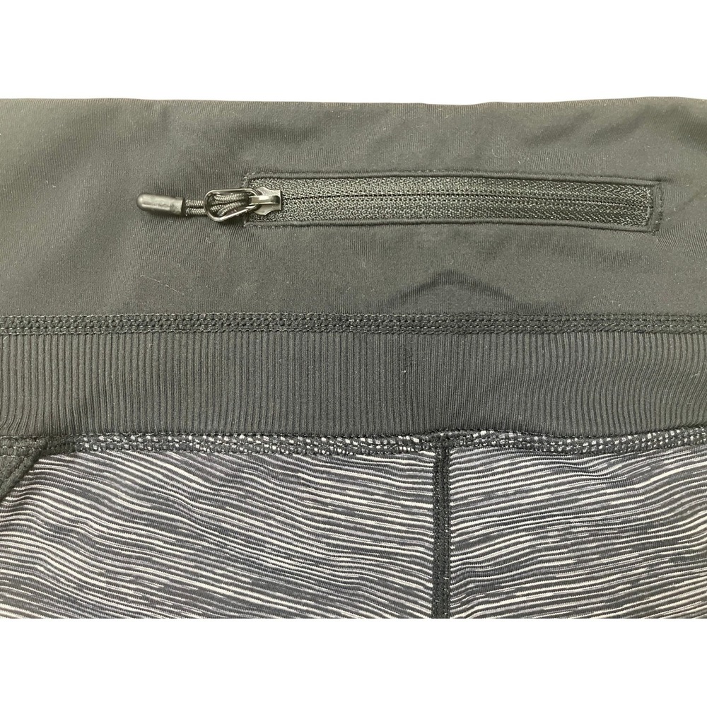Lululemon Wunder Under Crop Leggings Black Grey Heathered Zip Pocket Size 10 - Picture 7 of 11